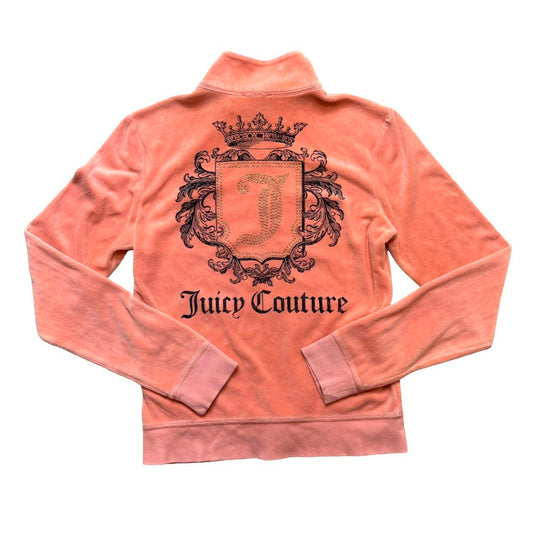 Early 00s y2k JUICY COUTURE Graphic Glitter Logo Spellout Print Velour Full Zip Track Jacket