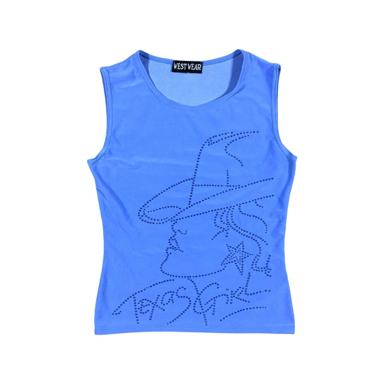 Early 00's y2k WEST WEAR 'Texas Girl' Diamanté Embellished Character Baby  Tee Tank Vest Top