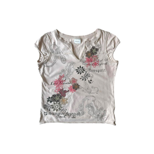 y2k NEXT Graphic Print Floral Slogan Coquette Gorpcore Baby Tee T-shirt