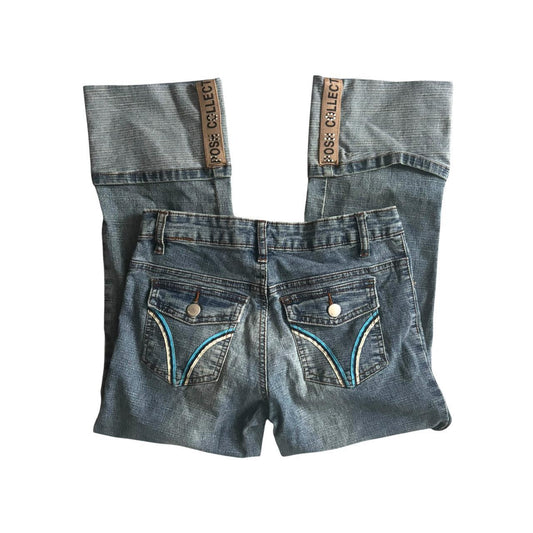 Early 00's y2k MP JEANS Embroidered Pocket Detail Low Mid Rise Cut Off Jeans