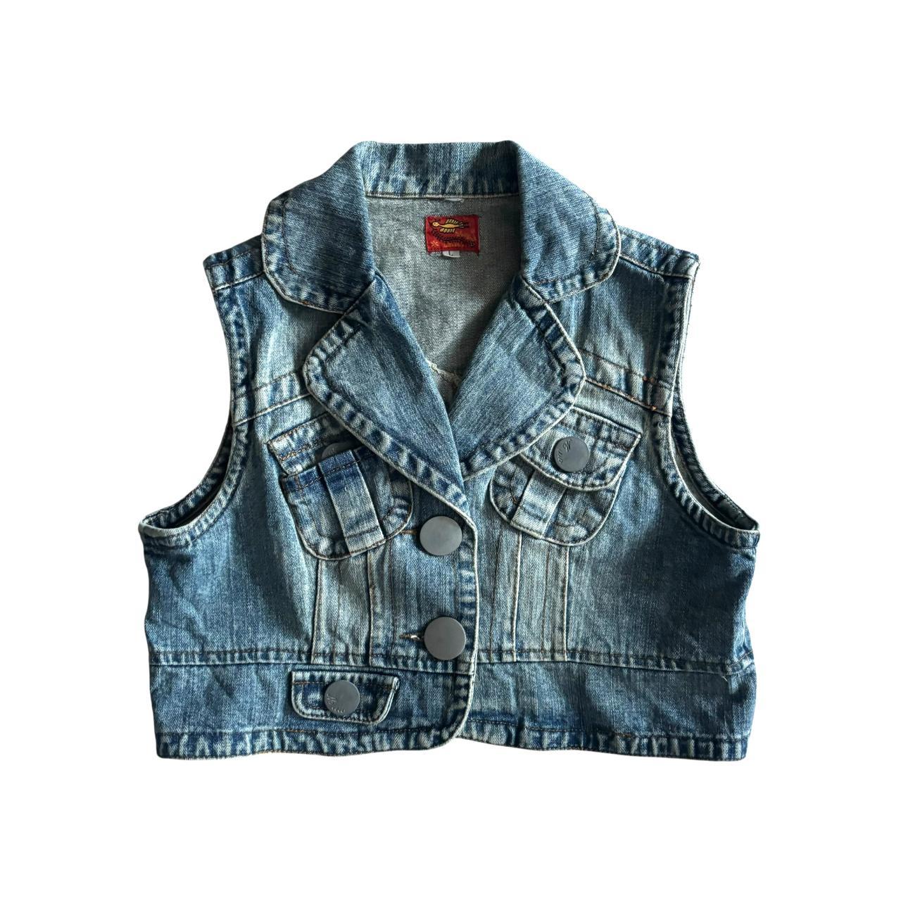 Early 00s y2k ICHIOKU Western Cowboy Style Faded Cropped Denim Waistcoat Vest