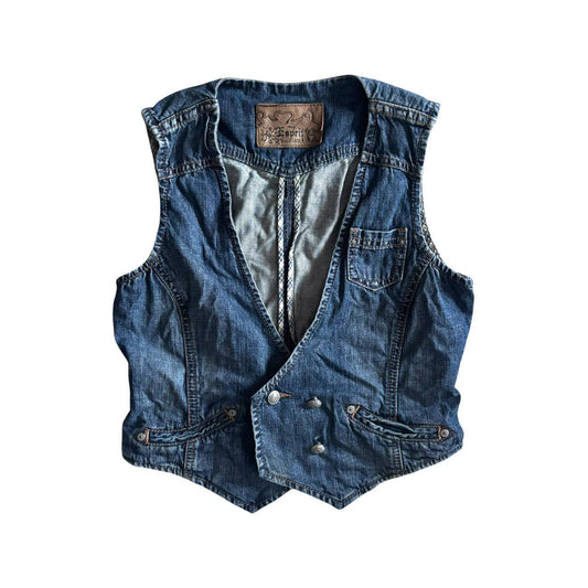 Early 00s y2k ESPRIT Western Cowboy Style Denim Waistcoat Vest