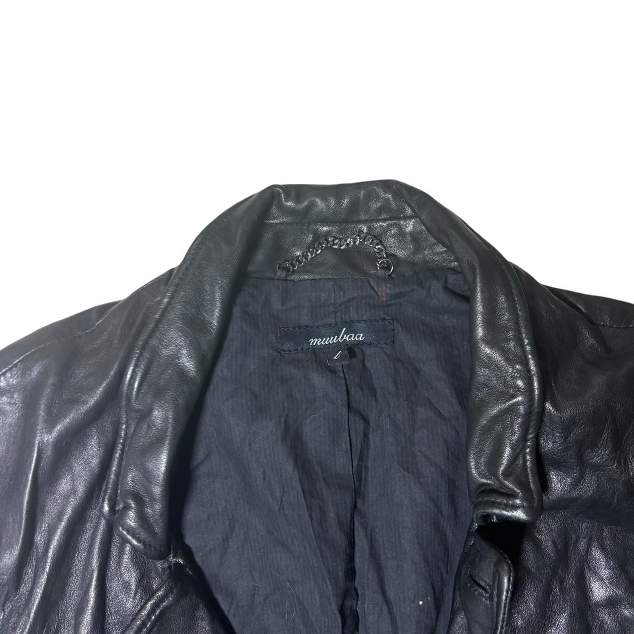 Early 00's y2k MUUBAA Real Leather Fabric Panel Button Up Leather Blazer Jacket