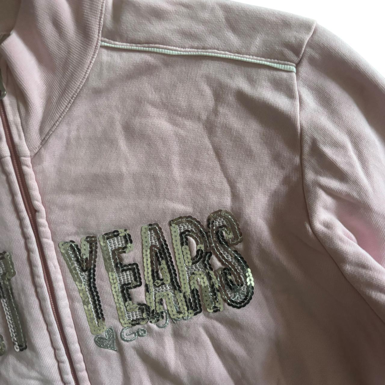 Early 00s y2k SWEET YEARS Sequin Embellished Slogan Pink Full Zip Sweatshirt