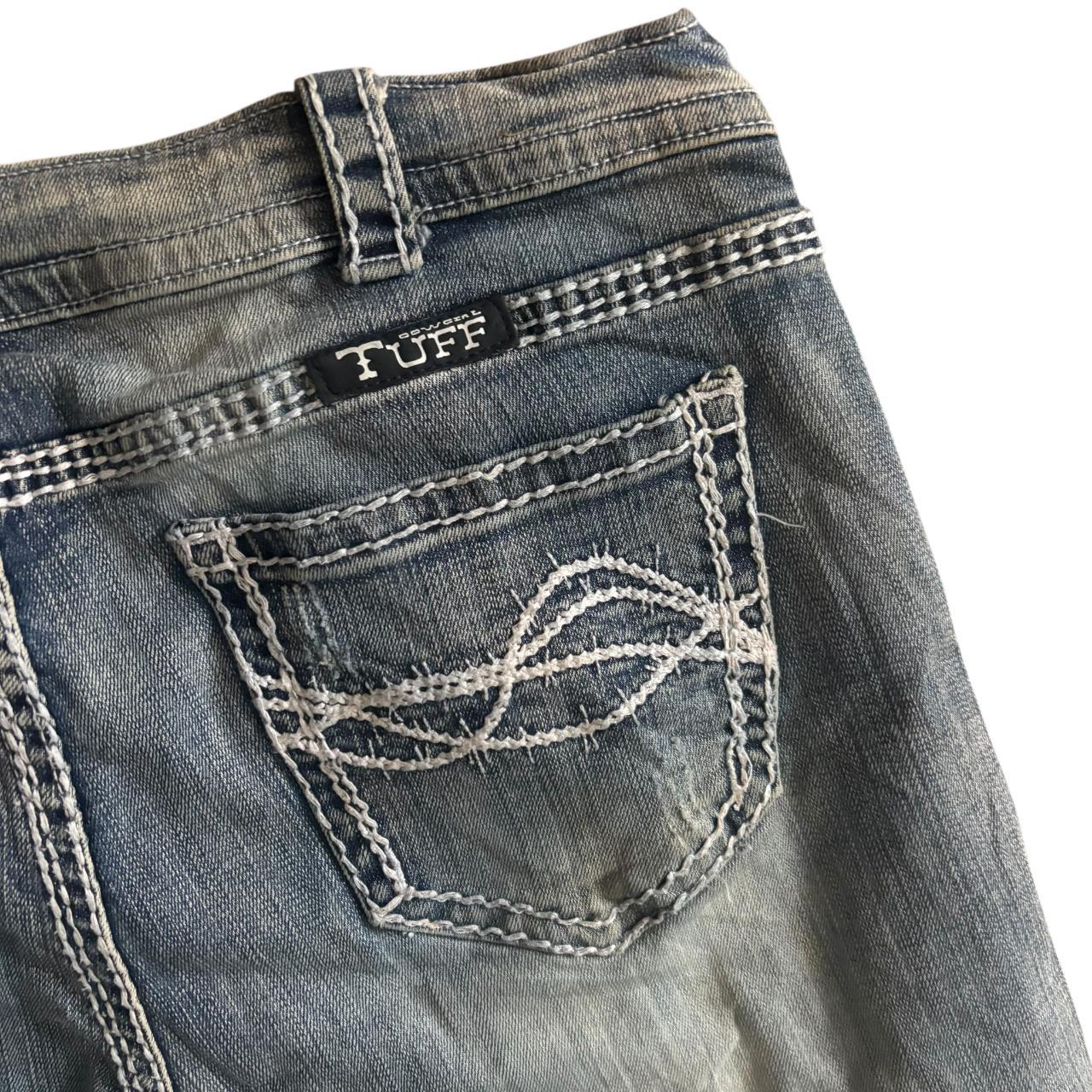 Early 00s y2k COWGIRL TUFF CO. Low Rise Faded Style Embroidered Pocket Flared Denim Jeans