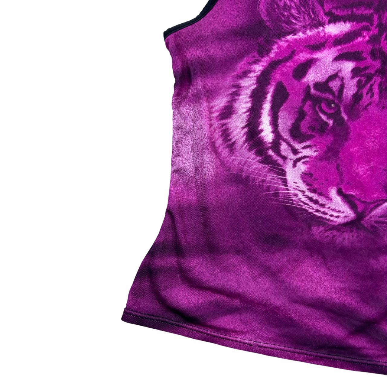 Early 00's y2k NEW LOOK Graphic Tiger Print Tie Dye Baby Tee Cami Vest Top