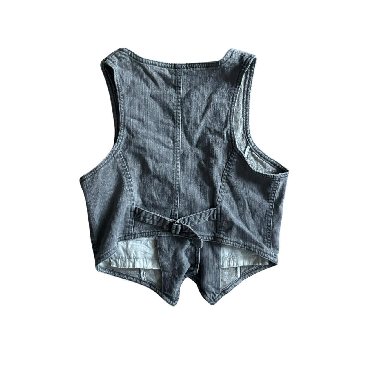 Early 00s y2k GINA Grey Western Cowboy Style Denim Waistcoat Vest