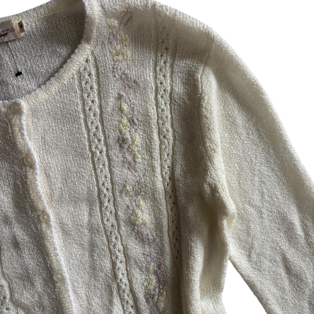 Vintage 90’s BONMARCHE Knitted Floral Embroidered Button Up Cardigan Jumper