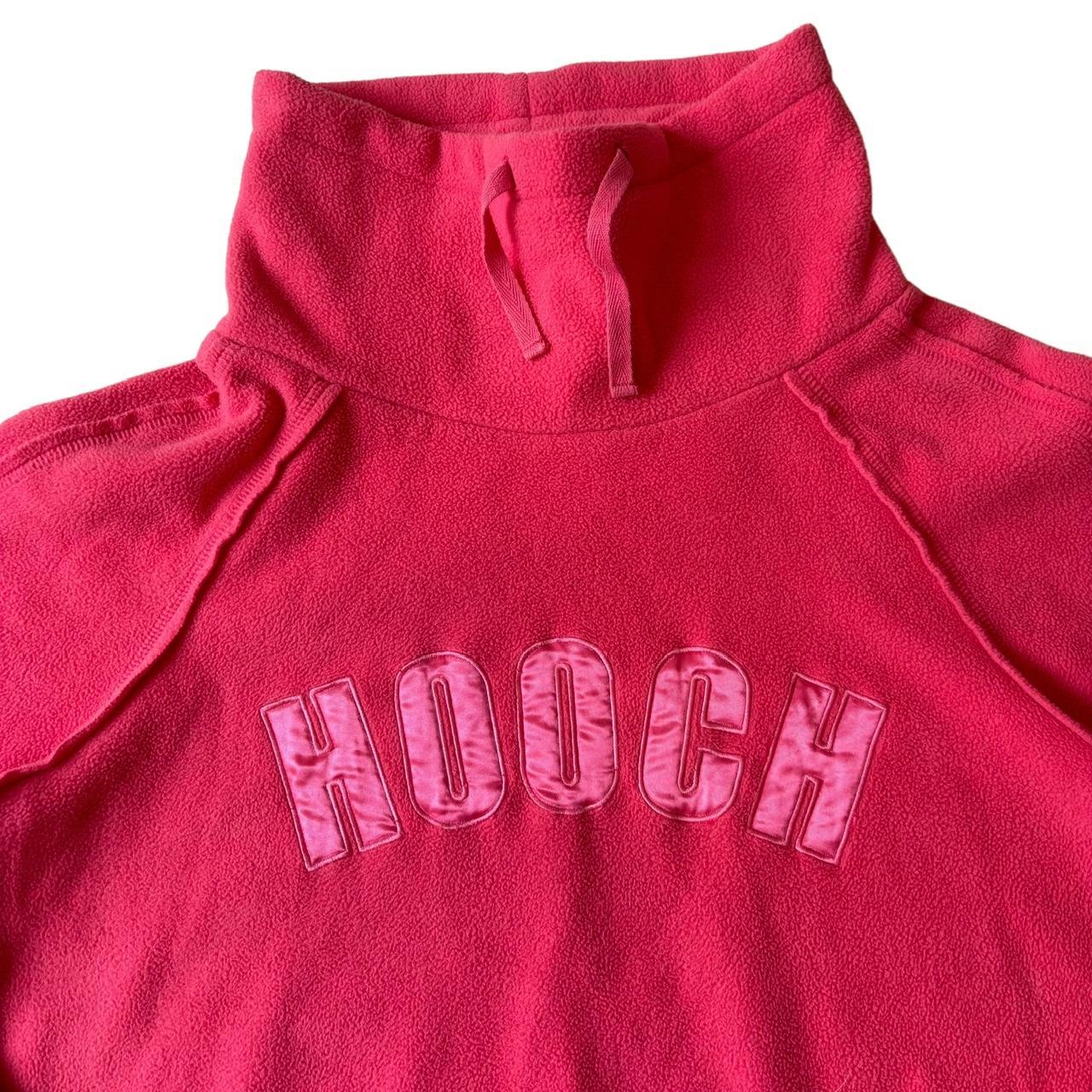 Early 00s y2k HOOCH Graphic Embroidered Patch Logo Spellout Fleece Pink Sweatshirt Jumper