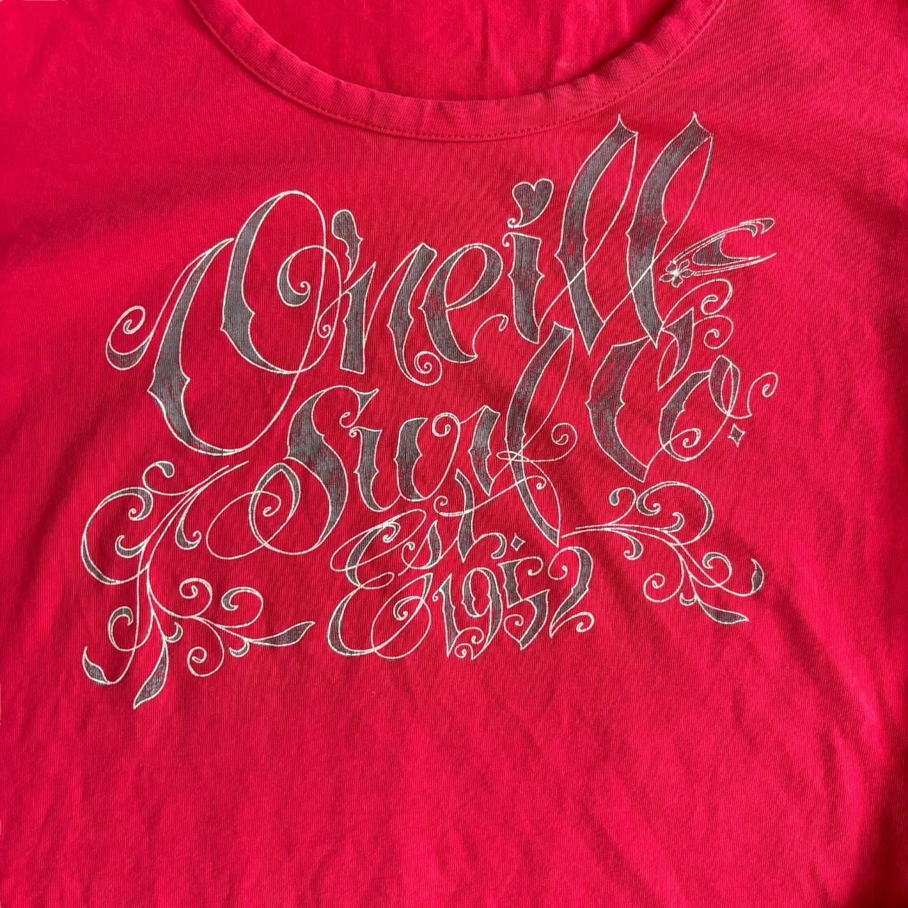 Early 00s y2k O'NEILL Graphic Logo Print Floral Surf Long Sleeve Baby Tee Top