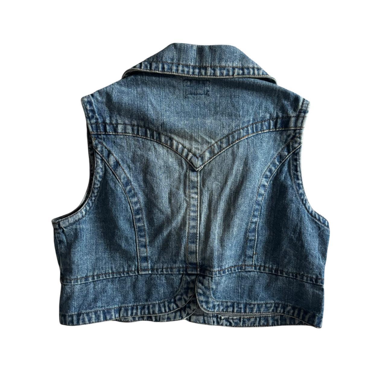 Early 00s y2k ICHIOKU Western Cowboy Style Faded Cropped Denim Waistcoat Vest