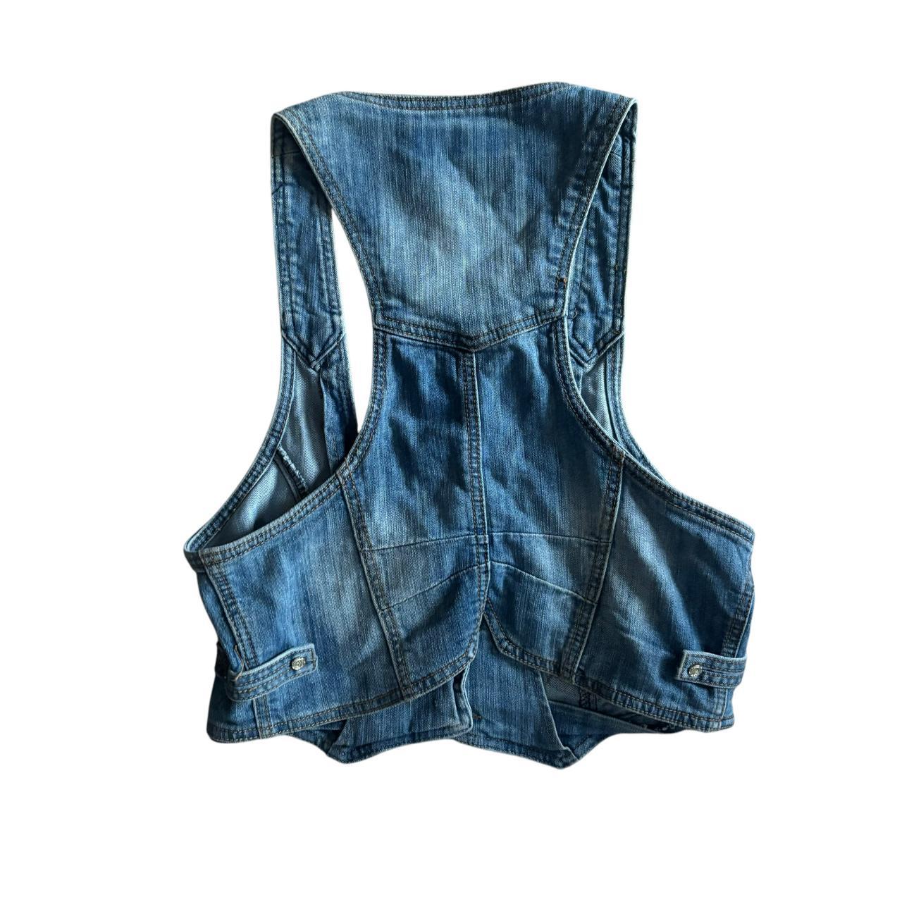 Early 00s y2k NATURALE Western Cowboy Style Fitted Denim Waistcoat Vest