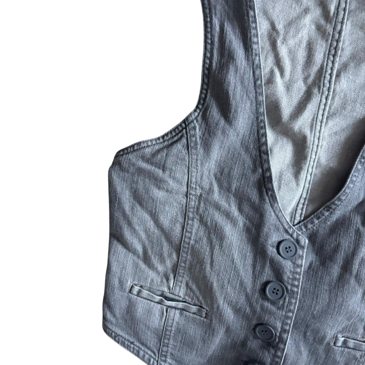 Early 00s y2k GINA Grey Western Cowboy Style Denim Waistcoat Vest