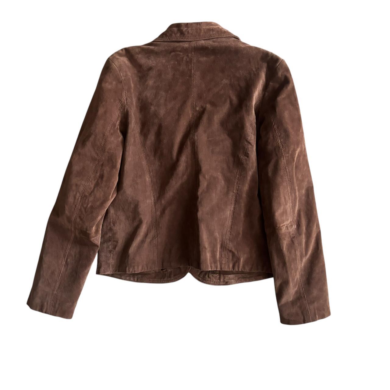 Early 00’s y2k NEW LOOK Real Leather Suede Brown Fitted Blazer Jacket